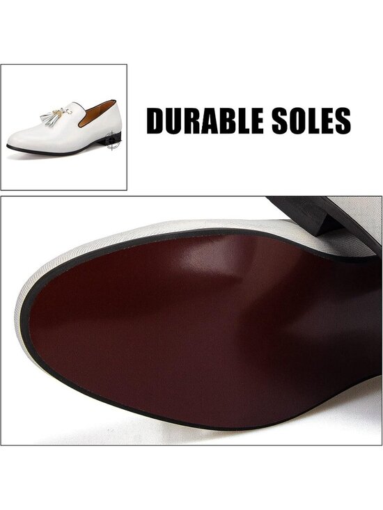 JITAI Men\'s White Rubber Loafer Metal Lion Head Buckle Comfortable Wedding Shoes main image 5
